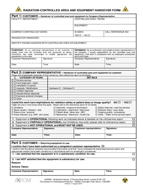 axrem handover form.